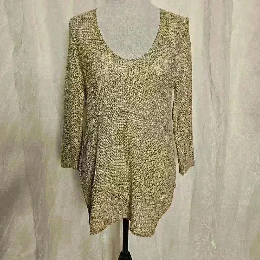 Gold See-Through Long Blouse